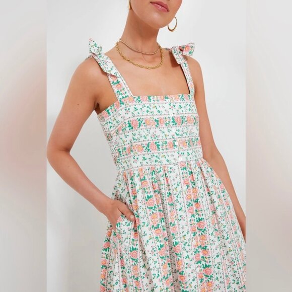 Tuckernuck Floral Midi Dress - White and Pink - Picture 3 of 12